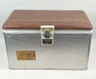 Vintage Retro Mid Century Aluminum Poloron Thermaster Ice Cooler Chest 40qt