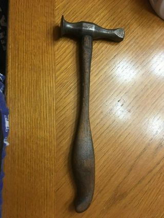 Antique Vintage Auto Body Hammer,  10 Oz.  Total Weight Hickory Handle