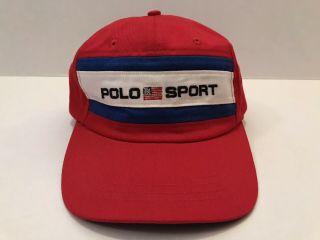 Vintage Ralph Lauren Hat Polo Sport Usa 92 93 Cap Rare Flag Spellout Sportsman