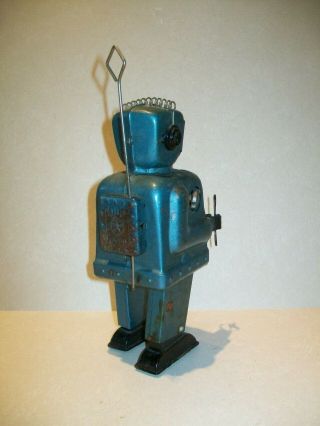 Vintage Battery Operated 1950 ' s Tin Zoomer Robot - Blue Version - Nomura Japan 2