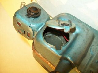 Vintage Battery Operated 1950 ' s Tin Zoomer Robot - Blue Version - Nomura Japan 6