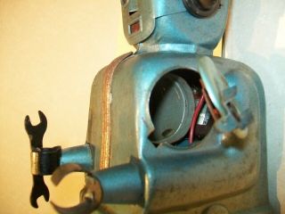 Vintage Battery Operated 1950 ' s Tin Zoomer Robot - Blue Version - Nomura Japan 8
