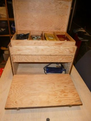 Vintage HOFFMAN’S Wooden Slot Car Box W/Slot Cars & Parts 6