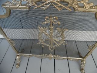 Vintage Ornate Solid Brass French Rococo Baroque Style Fireplace Screen 2