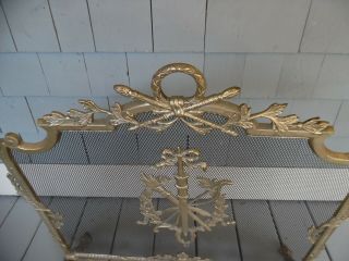 Vintage Ornate Solid Brass French Rococo Baroque Style Fireplace Screen 3
