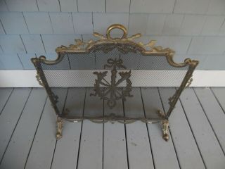 Vintage Ornate Solid Brass French Rococo Baroque Style Fireplace Screen 6