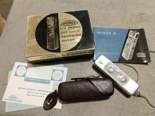 Vintage Minox B Spy Camera With Film And Leather Case 1:3.  5 F=15mm Lens
