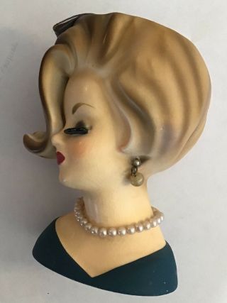 Rare Vintage 1964 Inarco Lady Head Vase E - 2105 Art Deco Flip Hairdo 3