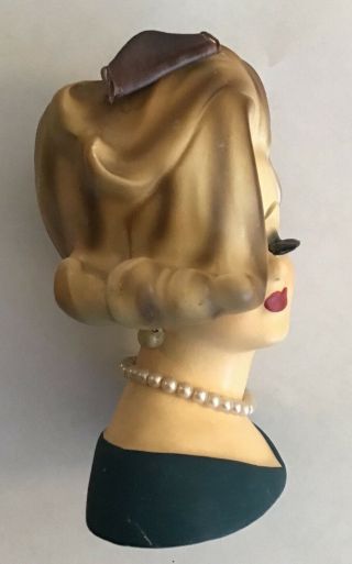 Rare Vintage 1964 Inarco Lady Head Vase E - 2105 Art Deco Flip Hairdo 4