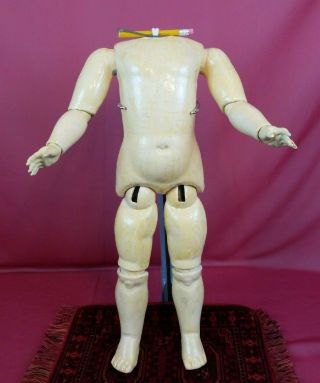 Antique German Doll Body Composition/wood Fully Jointed For A Bisque Head 18 "