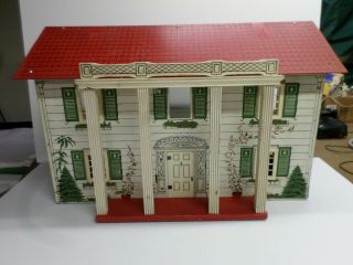 Vintage Two (2) Story Masonite Wood Doll House - Removable Roof