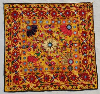 26 " X 25 " Vintage Rabari Throw Embroidery Ethnic Tapestry Tribal Wall Hanging