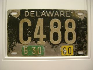 C488 Delaware License Plate Vintage Car Antique Auto Decor