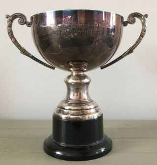 Large Cromwell Golf Club Vintage Silver Plate Trophy,  Loving Cup,  Trophies