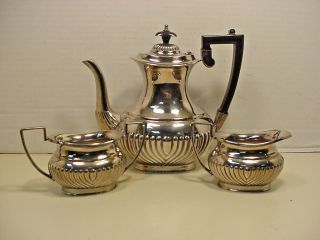 Israel Freeman & Sons Silver Plate Coffee Teapot Set Sugar Creamer Art Deco