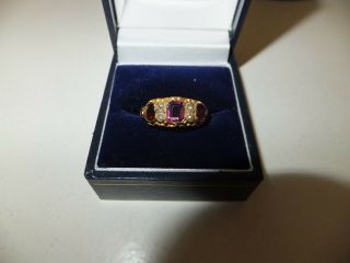 Late Georgian / Early Victorian 15 Ct Gold Pearl / Pink Stone Ring.  Wow