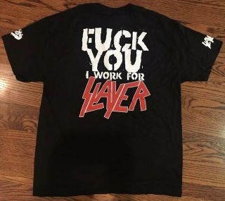 Slayer Fu K You I Work For Slayer Crew T Shirt Xl Metal Rare Vintage