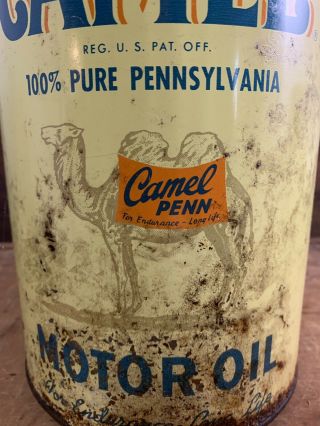 Rare Camel Penn 5qt Oil Can Pennsylvania Oil 11