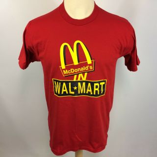 Rare Vintage Mcdonalds In Walmart T Shirt Grunge 80s 90s Food Work Uniform Usa