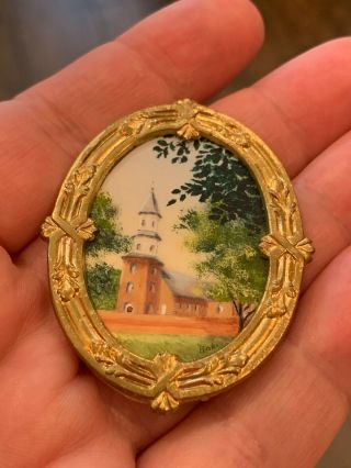 Vintage Miniature Dollhouse Artisan Hand Painted Oil Painting Gainsborough C1740
