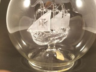 Vintage Glass Hand Blown Ship In A Bottle.  Made In Spain.