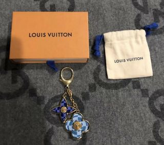 100 Authentic Louis Vuitton Naif Blue Flower Bag Charm/keychain Rare