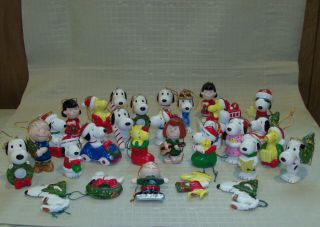 34 Vintage Ufs Peanuts Snoopy Charlie Brown Ceramic Christmas Ornaments Euc