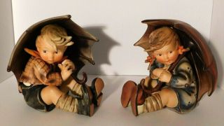 Vtg.  Hummel Large Umbrella Boy And Girl Figurines 152a & 152b 8 "