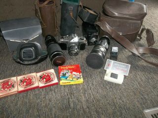 Vintage Honeywell Pentax Camera,  Vivitar Lens And Cases / Parts