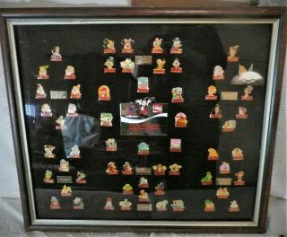 Vintage 1986 Coca - Cola Salutes Walt Disney World 15 Birthday 60 Pin Framed Set