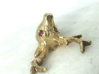 AWESOME 14K yellow gold natural RUBIES DEER HEAD taxidermy TIE PIN.  2.  8gm. 6