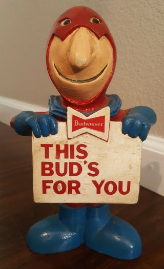 Budweiser Bud Man Rare 1/1 10 Inch Statue Hand Painted One Of A Kind
