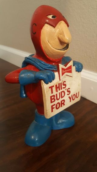 Budweiser Bud Man Rare 1/1 10 inch Statue Hand Painted one of a Kind 5