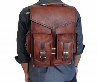 Mens Leather Vintage Laptop Backpack Rucksack Messenger Bag Satchel