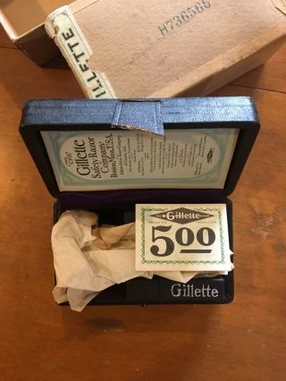 WOW Vintage Gillette No.  460 Single Ring Razor,  1900 ' s BOX PAPER WORK 5