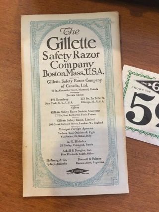 WOW Vintage Gillette No.  460 Single Ring Razor,  1900 ' s BOX PAPER WORK 7