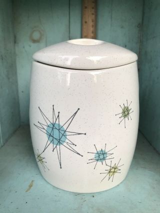 Vintage Mcm Mid Century Franciscan Starburst Atomic Retro Canister 6 1/4”