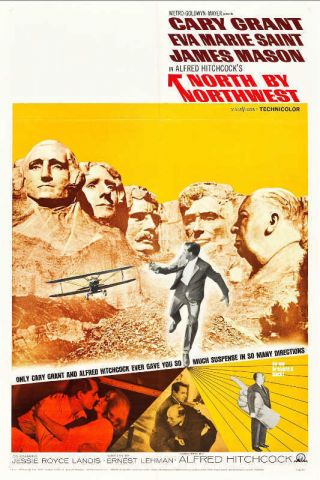 1959 North By Northwest Vintage Hitchcock Movie Poster Print Style A 54x36 9mil