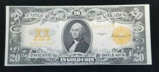 1922 $20 Twenty Dollar Gold Coin Certificate Us Large Note Rare Uncirculated