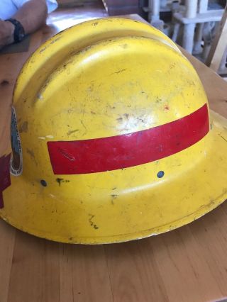 Vintage Bullard Hard Boiled Hard Hat Fiberglass Yellow Wildland Fire Fighter 2