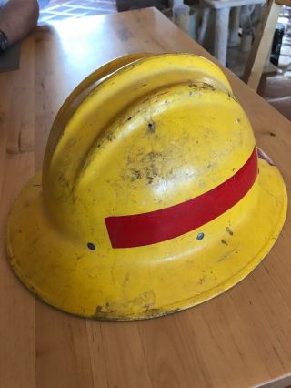 Vintage Bullard Hard Boiled Hard Hat Fiberglass Yellow Wildland Fire Fighter 4