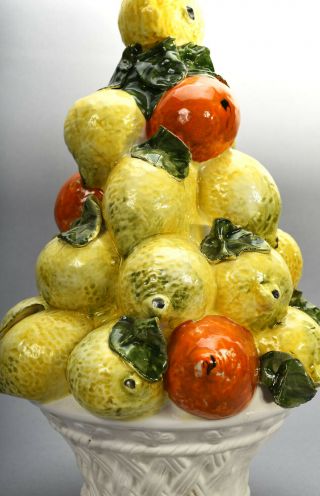 Vintage 1960s Italian Hand Painted Ceramic Lemon Mandarin Citrus Fruit Topiary 3