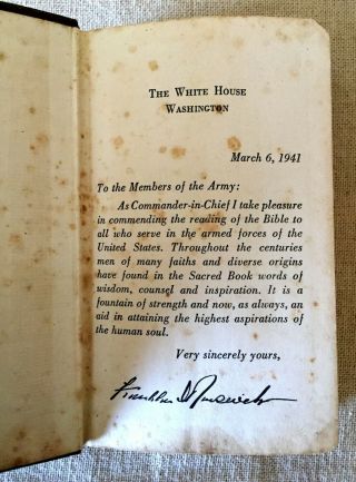 1941 Testament Bible Presented to US Army by FDR - Pocket Sized 2