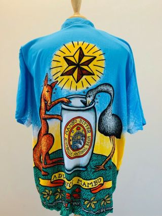 RARE VTG MAMBO LOUD SHIRT S/S BEER TREE - BLUE/GREEN/YELLOW - SIZE XL - 0005 2