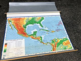 Nystrom Pull Down America Map Globe School Mcnally Vtg Classroom Usa Wall Mexico