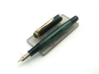 Pelikan 400 Piston Fountain Pen In Green Striped - Vintage