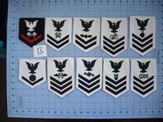 World War Ii B U.  S.  Navy 10 Rating Badges 1943 & 1944