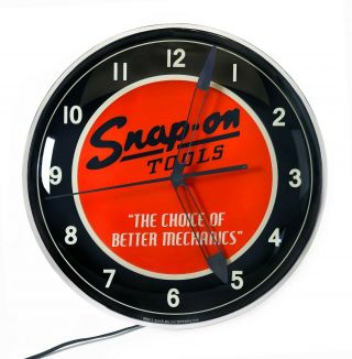Snap - On Tools 15 " Backlit Led Collectible Vintage Clock For Home Or Garage