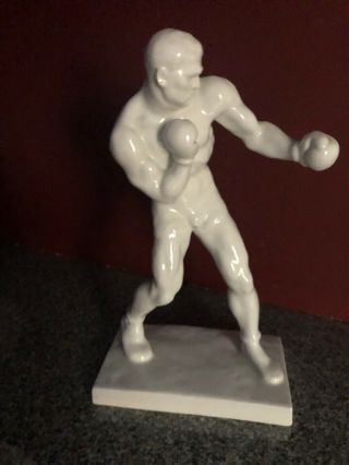 Herend Vintage White Porcelain Olympic Boxer Sports Figurine Perfect.  12 "