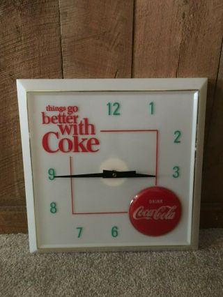 Vintage Coca Cola Clock Advertising Sign Things Go Better With Coke 1964
